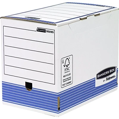 Image de Fellowes 0028501 Boite d&#039;Archives Banker Box System A4 Montage Automatique Dos de 20 cm Bleu (Lot 10)