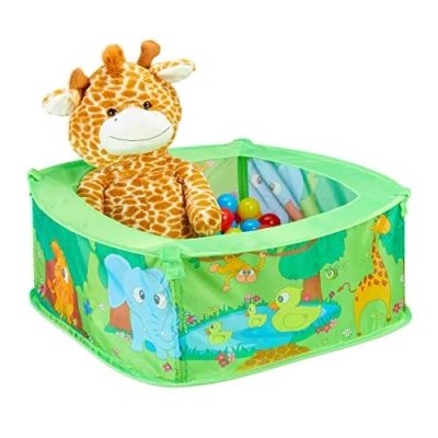 Afbeelding van Relaxdays ballenbak baby ballenbad met 50 ballen voor thuis pop up systeem groen