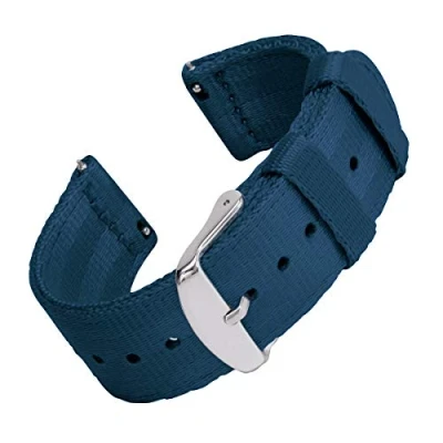 Afbeelding van Archer Watch Straps Veiligheidsriem, gemakkelijk verwisselbare nylon reservebandjes voor dames en heren Verschillende kleuren, 18 mm, 20 22 Navy Blauw, riem
