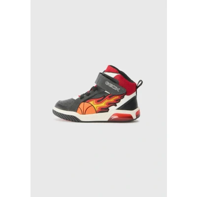 Afbeelding van Geox Light UP J INEK Sneakers hoog voor kinderen, Maat: 37, Black/red Imitatieleer/ textiel