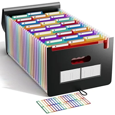 Afbeelding van opbergmap A4, 26 vakken, documentenopslag, opslag, papier, ABClife, voor documenten, map, uittrekbaar, accordeon, document, gekleurde tabs alfabet A Z