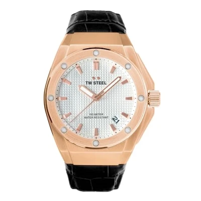 Afbeelding van TW Steel TWCE4109 3H CEO Tech Rosé Zwart Leer 44mm