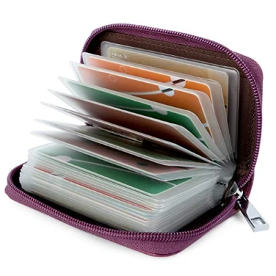 Afbeelding van Creditcardhouder van leer voor dames en heren, Paars.