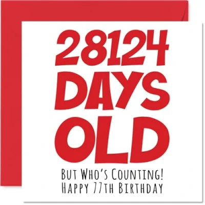 Afbeelding van stuff4 77 jaar verjaardagskaart Voor mannen en vrouwen 28124 Days Old Grappige volwassenen Seventy Seventh broer, opa, mama, papa, 145 mm x