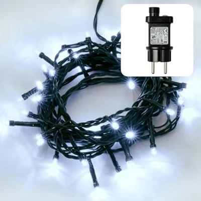 Afbeelding van hellum led lichtketting voor binnen of buiten, met timer, koudwitte lichtketting, 40 leds, kerstboomverlichting
