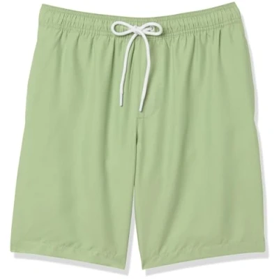 Image de Amazon Essentials Short de Bain 23cm avec Doublure en Maille, Poches, Fermeture à Cordon Homme, Vert, S