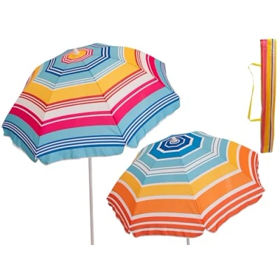 Afbeelding van Teorema Strandparasol, polyester, kantelbaar, diameter 180 cm, buis 28/32 mm, hoogte 195 met nylon draagtas