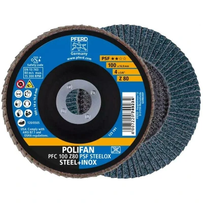 Afbeelding van PFERD 67768100 PFC 100 Z 80 PSF STEELOX/16,0 Lamellenschijf Diameter mm Boordiameter 16 RVS, Staal 10 stuk(s)