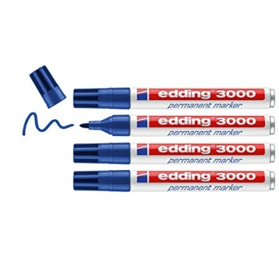 Afbeelding van Edding Permanent Marker 3000, Blauw, Blister Met 4 Stuks