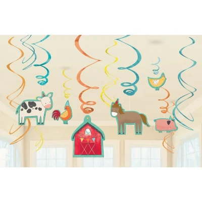 Afbeelding van Boerderij versiering swirls Barnyard 12 delig