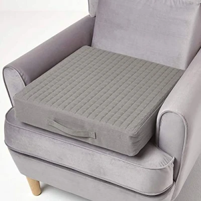 Afbeelding van Homescapes Orthopedisch fauteuil zitkussen van katoen in donkergrijs, 50 x 10 cm