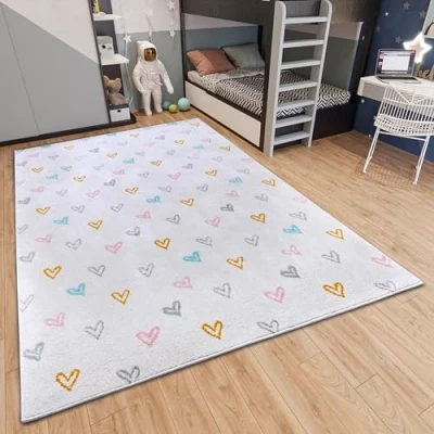 Afbeelding van Vloerkleed Kids Coloured Hearts Crème 160x235 cm Meerkleurig 123vloerkleed.nl is de online webshop voor vloerkleden en woonaccessoires.