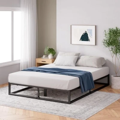 Afbeelding van ZINUS Joseph 25 cm metalen bedframe lattenbodem houten opbergruimte onder het bed 140 x 200 zwart