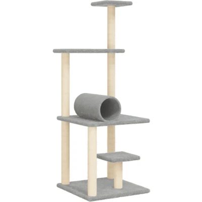 Afbeelding van Kattenmeubel met sisal krabpalen 136 cm lichtgrijs
