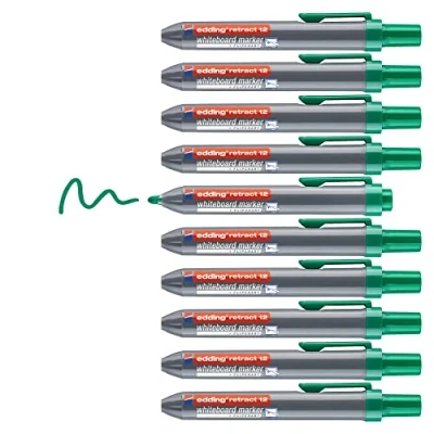 Afbeelding van edding Inklikbare Whiteboardmarker, Ronde Punt, 1,5 mm, Groen (pak 10 stuks)