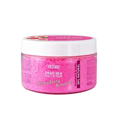 Afbeelding van Victoria Beauty Salt Body Scrub Dead Sea 400 gr met aardbei en vanille
