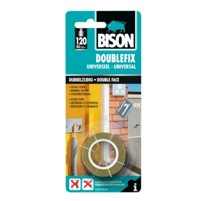 Afbeelding van Montagetape Bison 1.5 meter (Doublefix, Transparant, Waterbestendig, Binnen/Buiten, 19 mm)