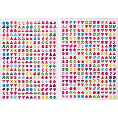 Afbeelding van SAVITA 2000 + strass stickers, oorstickers, 3D, glitter, kristal, stickers voor kinderen, verschillende kleuren en vormen (4 vellen)