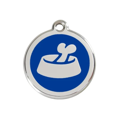 Afbeelding van Bone in Bowl Navy roestvrijstalen hondenpenning medium/gemiddeld dia. 3 cm RedDingo
