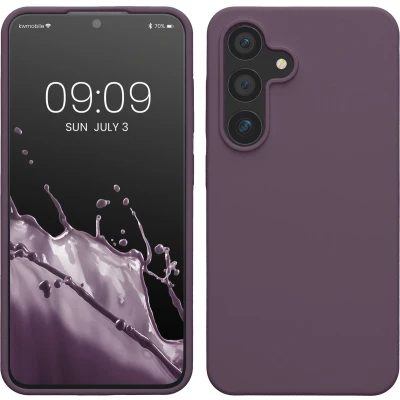 Afbeelding van kwmobile telefoonhoesje geschikt voor Samsung Galaxy S24 Hoesje met siliconen coating Smartphone case in Bleke iris