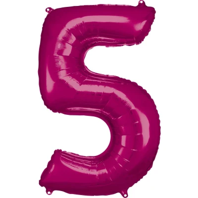 Afbeelding van Amscan Folieballon 58 X 86 Cm Nummer 5 Roze
