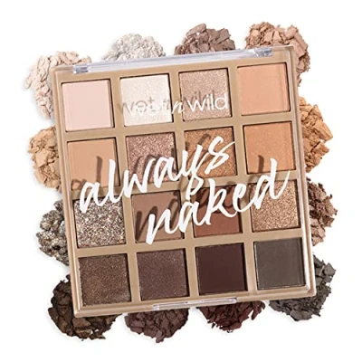 Afbeelding van Wet n Wild Always Naked Neutraal oogschaduwpalet mengbaar met matte afwerking, glinsterend, nude 16 ultra geconcentreerde kleuren