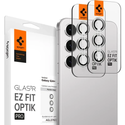 Afbeelding van Spigen Optik Pro Geschikt voor Samsung Galaxy S24 Plus Camera Lens Protector Glas 2 Pack Marmer Grijs