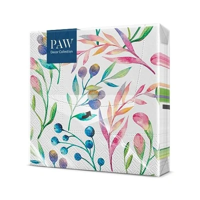 Afbeelding van PAW papieren servetten, 3 laags (33 x 33 cm), 20 stuks, ideaal voor open dagen, tuinfeesten, familie evenementen (meerkleurige bloemen)