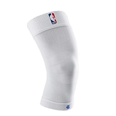Afbeelding van Bauerfeind Kniebandage &quot;Sports Compression Knee Support NBA&quot;, 1 x Unisex voor Balsporten, Basketbal Kniebeschermer, Kleur: Wit met NBA logo