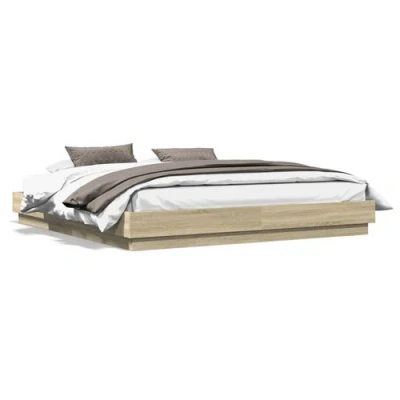 Afbeelding van vidaXL Bedframe met LED verlichting sonoma eikenkleurig 200x200 cm