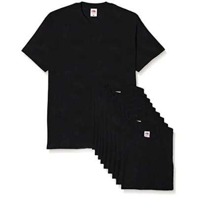 Afbeelding van Fruit of the Loom Set van 10 originele T shirts voor heren, zwart.