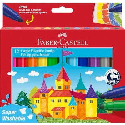 Afbeelding van Viltstift Faber Castell Jumbo 12 stuks super wasbaar karton etui
