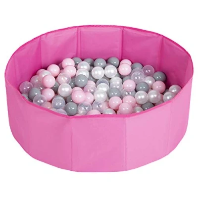 Afbeelding van Selonis Zwembadballen, meerkleurig, opvouwbaar, 200 ballen, voor kinderen, roze: parel/grijs/transparant/poederroze