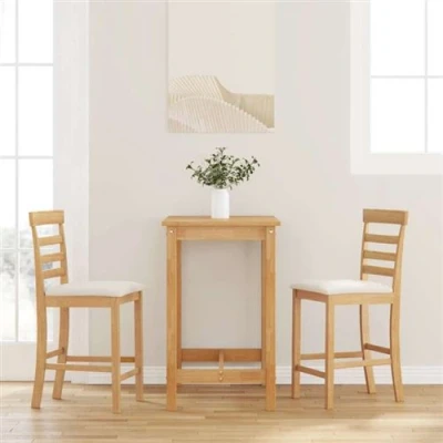 Image de vidaXL Tabourets de bar avec coussins 2pcs naturel bois massif d&#039;hévéa4102539