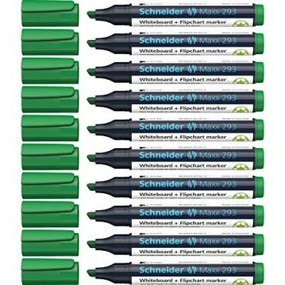Afbeelding van Schneider whiteboardmarker Maxx 293 beitelpunt groen 10 stuks voor whiteboard en flipover S 129304