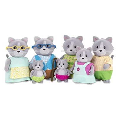Afbeelding van Li&#039;l Woodzeez Daintypaw Set van 7 zachte dierenfiguren met grootouders voor kinderen vanaf 3 jaar