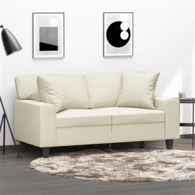 Image de vidaXL Canapé 2 places avec oreillers crème 120 cm similicuir3200862