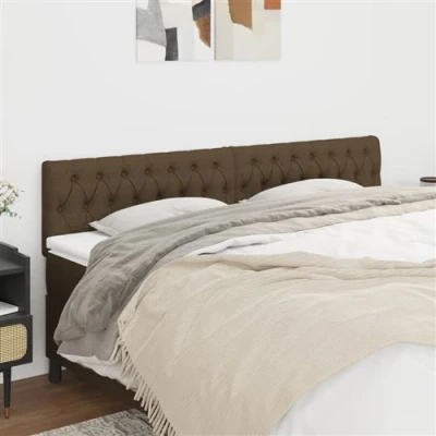 Image de vidaXL Têtes de lit 2 pcs Marron Foncé 100x7x78/88 cm Tissu