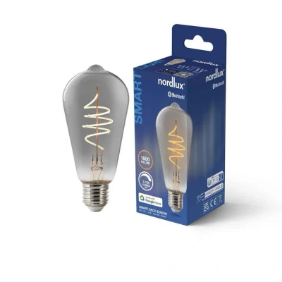 Afbeelding van Nordlux ST64 lichtbron smart deco filament spiral E27 smoke glas 1800K