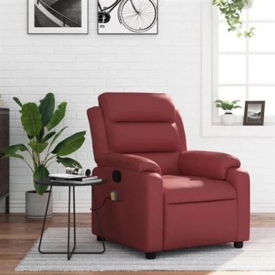 Image de vidaXL Fauteuil de massage inclinable Rouge bordeaux Similicuir373497