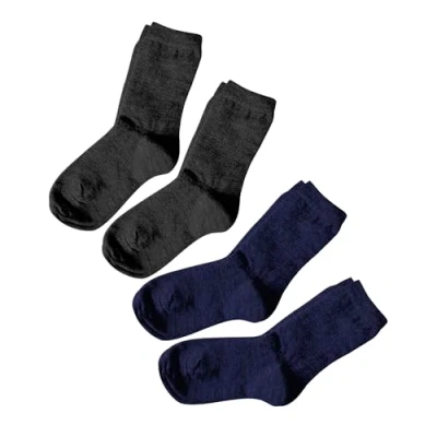 Afbeelding van VITSOCKS Warme Merino wollen sokken tegen blaren voor kinderen (4 paar) jongen meisje, Multipack3 (2 zwart + 2 marineblauw)