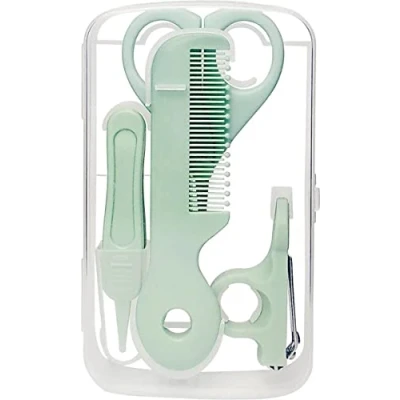 Afbeelding van Baby verzorgingsset groen babyverzorgingsset kraamcadeau manicureset met kam