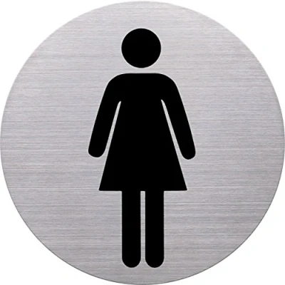 Afbeelding van helit pictogram &#039;de badge&#039; WC dames, rond, zilver