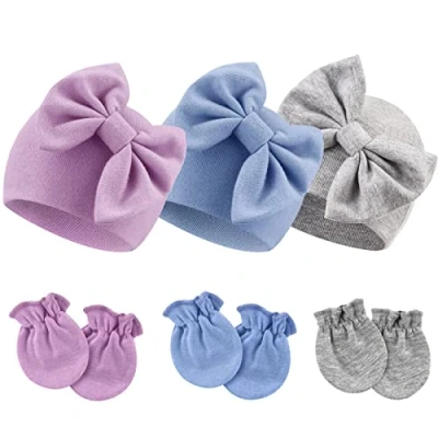 Afbeelding van DRESHOW baby mutsen en wanten, beschermingshandschoenen, pasgeborenen, peuters, zacht, schattig, gebreid, voor baby&#039;s, jongens, kinderen, pet, muts, 0 6 maanden
