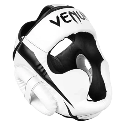 Afbeelding van Venum ELITE Headgear Kickboks Hoofdbeschermer Wit Zwart Hoofdbescherming
