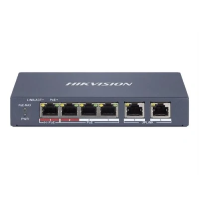 Afbeelding van Netwerk: PoE: POE Network Switches: HIKVISION 4 PORT 10/100 MANAGED SWITCH + 2 RJ45 PORTS