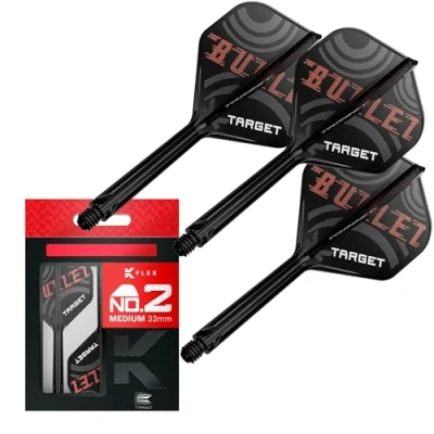 Afbeelding van Target Darts Stephen Bunting K Flex Flights and Shaft System, Nr.2 Pak van 3 Kflex All In One Flights, Player Edition Accessoires Dart Stem Middel (33 mm)