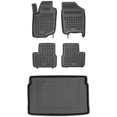 Afbeelding van M MOTOS Rubberen vloermat en kofferbakmat van PE kunststof voor Peugeot 207 2006 2012 Verbeter je reiscomfort met de antislip automat vloermatten