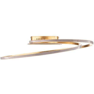 Afbeelding van Lindby LED plafondlamp met dimmer 2lichts ijzer, aluminium, kunststof H: 5.25 cm goud Inclusief lichtbronnen