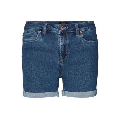 Afbeelding van Vero Moda Vmluna FOLD MIX Jeansshort, Dames, Maat: XS, Medium blue denim